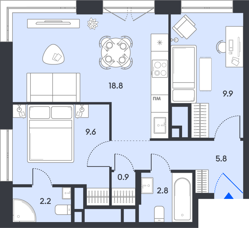 Продажа 2-комн квартиры в новостройке Москва г., Рязанский пр-кт,  к. 2.3