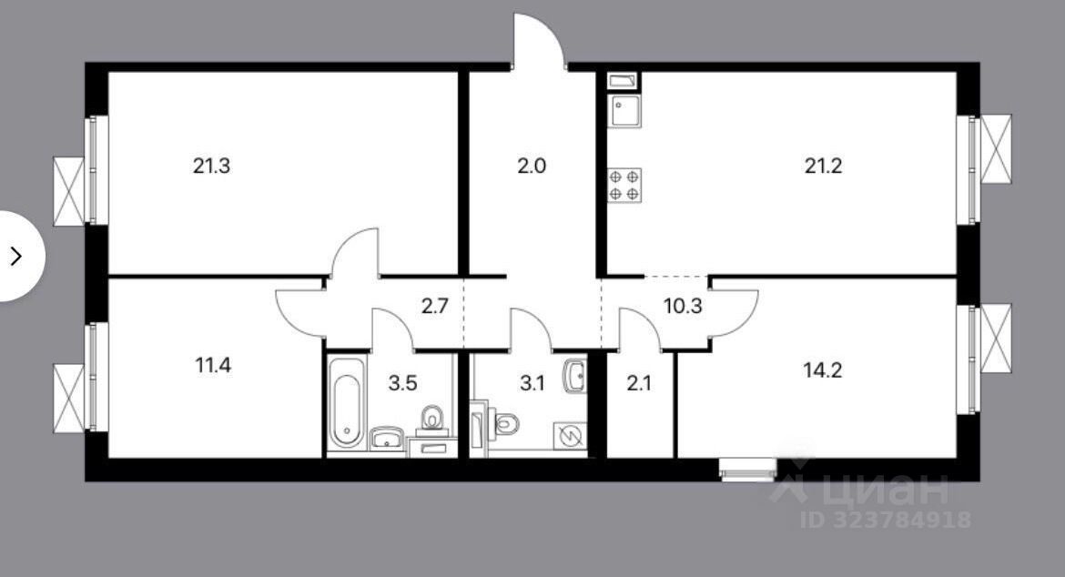 Аренда 3-комн квартиры на вторичном рынке Полярная улица, 25к2