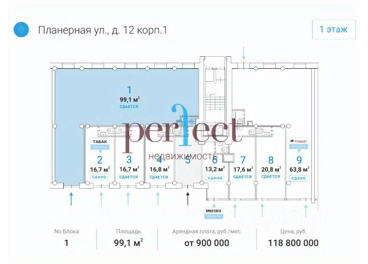 Аренда торгового помещения Планерная улица,  д. 12 к1