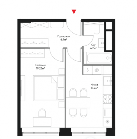 Планировка ЖК Время, 19.25 м2