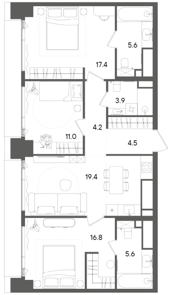 Продажа 3-комн квартиры в новостройке Москва г., Академика Семенихина ул.,  к. А