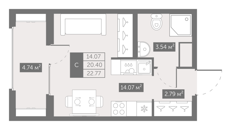 Продажа студии Шушары п., Московское ш.,  к. 4