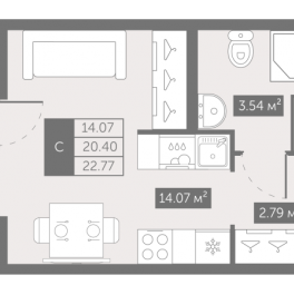 Продажа студии Шушары п., Московское ш.,  к. 4