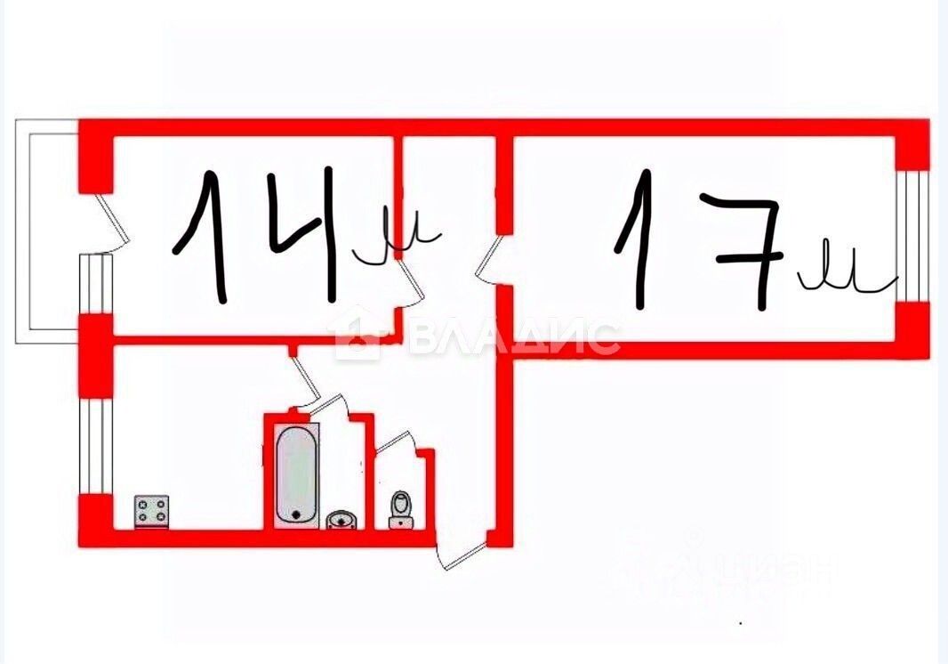 Продажа 2-комн квартиры на вторичном рынке улица Вавиловых, 4К2