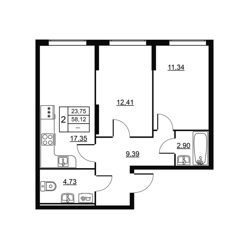 Продажа 2-комн квартиры в новостройке Новое Девяткино д., Главная ул.,  к. 3