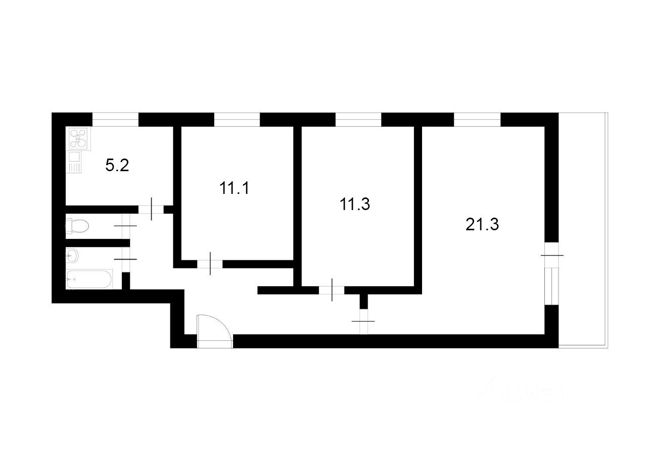Продажа 3-комн квартиры на вторичном рынке пос. Беляная Гора, 13