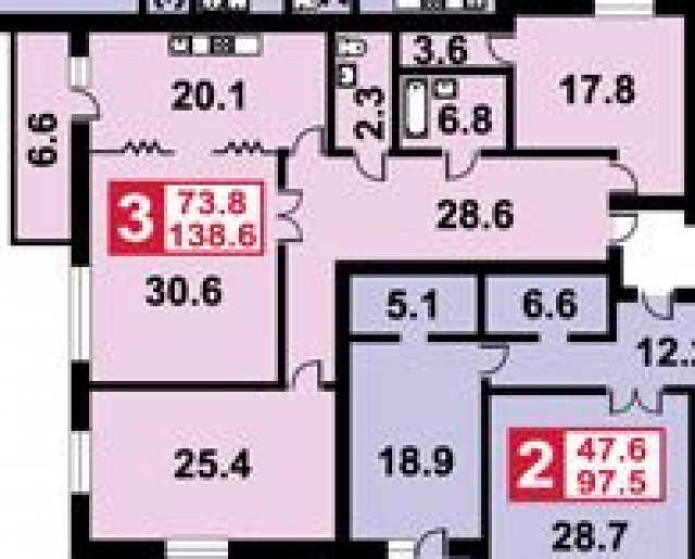 Планировка ЖК Первый, 73.8 м2