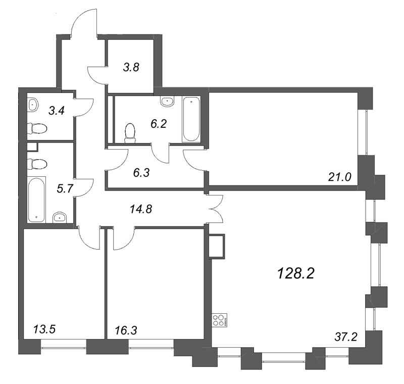 Продажа 3-комн квартиры в новостройке Санкт-Петербург г., Чапыгина ул.,  к. 1