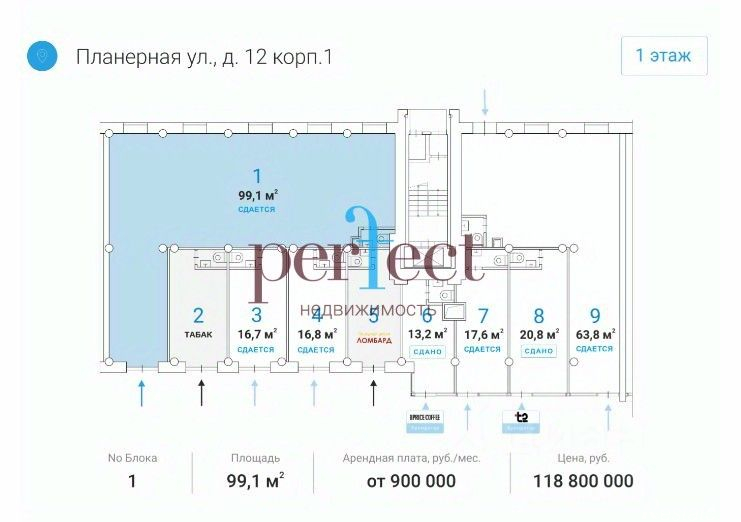 Продажа торгового помещения ул Планерная,  д. 12,  к. 1