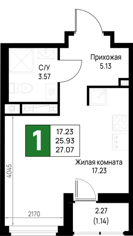 Продажа студии Новосаратовка д., Первых ул.,  к. 5.2