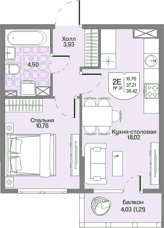 Продажа 1-комн квартиры в новостройке Мистолово д., Большой пр-кт,  к. 2