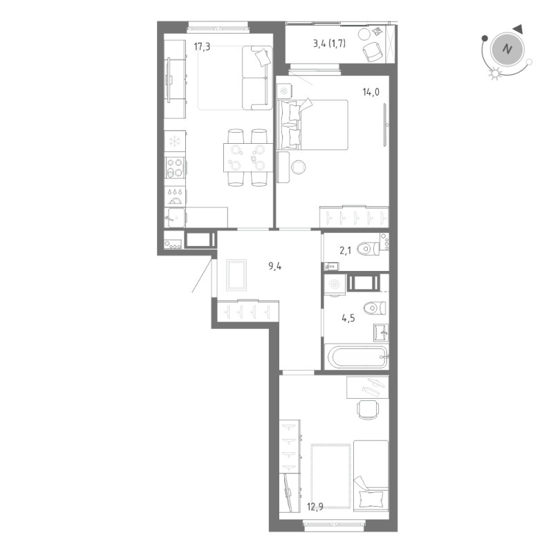 Продажа 2-комн квартиры в новостройке Шушары п., Школьная ул.,  к. 1