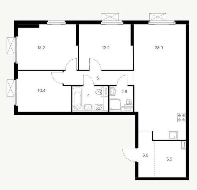 Планировка ЖК Витебский парк, 39.4 м2