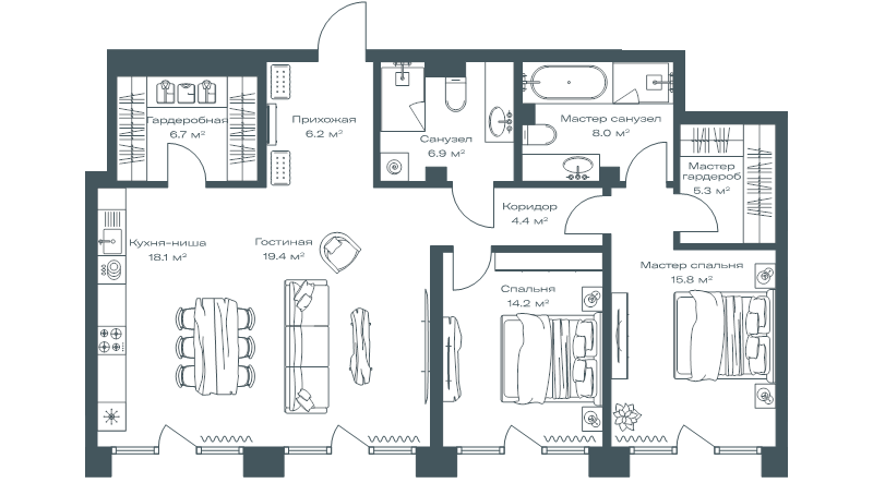 Продажа 2-комн квартиры в новостройке Москва г., Дербеневская наб.,  к. 1