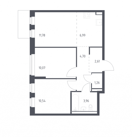 Планировка ЖК Квартал Западный, 20.61 м2