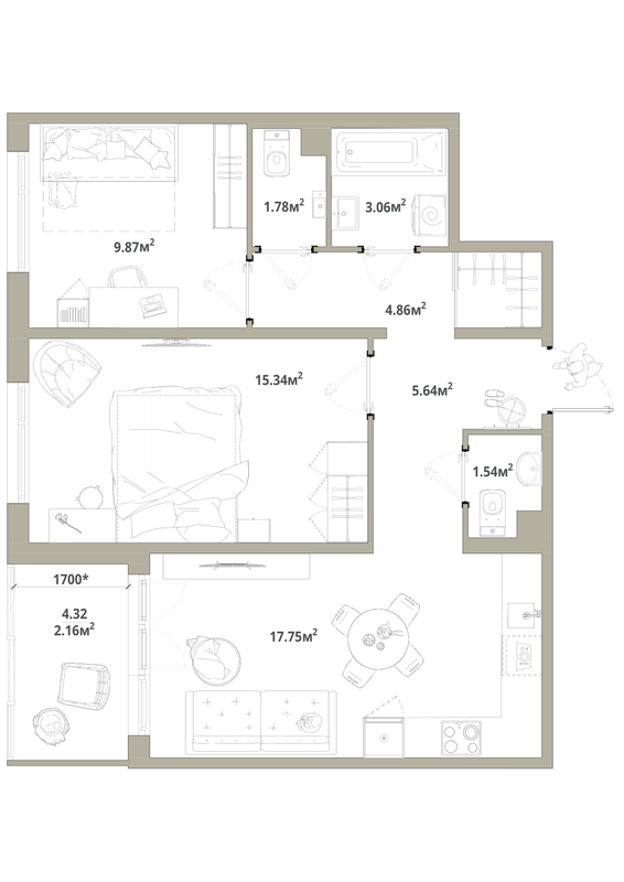 Продажа 2-комн квартиры в новостройке Новоселье п., Центральная ул.,  к. 3.2-1