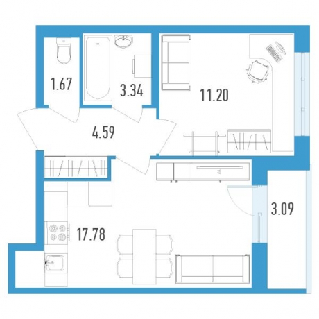 Планировка ЖК Магеллан, 11.2 м2