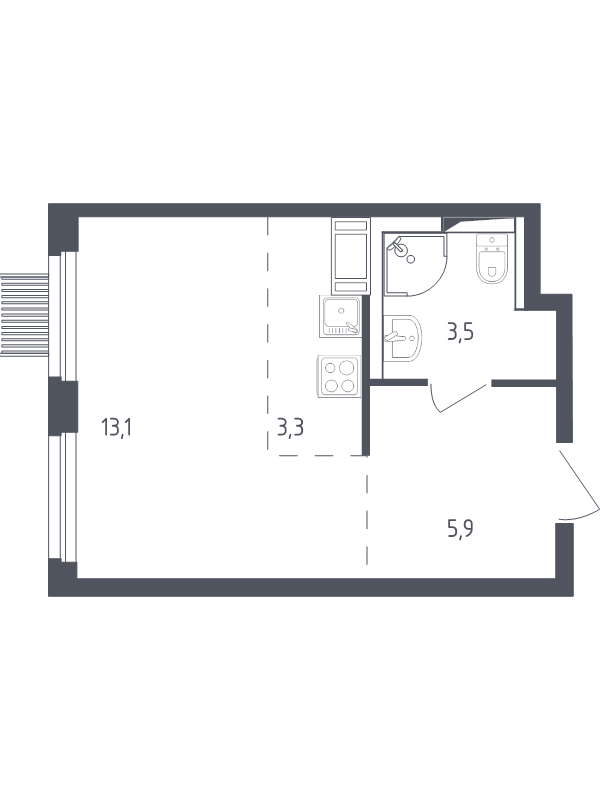 Продажа студии Мытищи г., 1-й Стрелковый пер.,  к. 4.1
