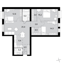 Продажа 3-комн квартиры в новостройке Докукино д., Цветочная ул.,  к. 1.1