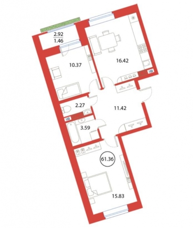 Планировка ЖК Ariosto, 26.2 м2