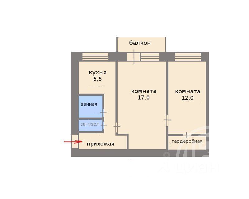 Продажа 2-комн квартиры на вторичном рынке улица Ленсовета, 47