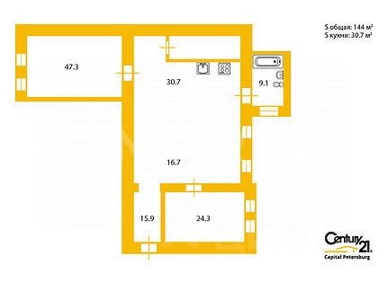 3-комн квартира Фурштатская ул,  д. 20