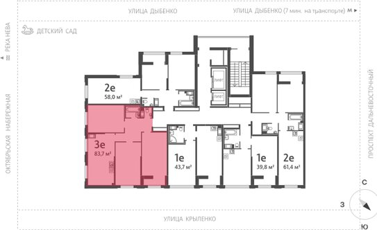 Продажа 3-комн квартиры на вторичном рынке Октябрьская наб,  д. 42