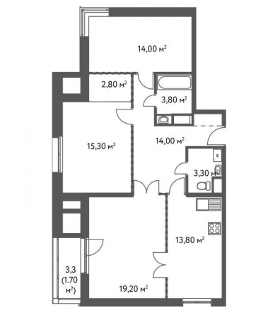 Планировка ЖК Счастье на Дмитровке, 48.5 м2