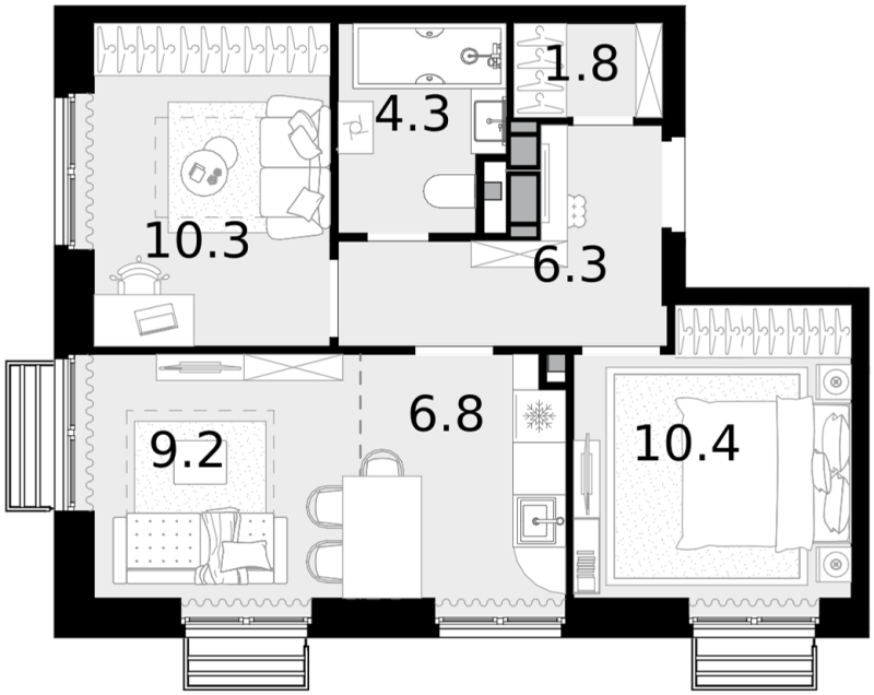 Продажа 2-комн квартиры в новостройке Коммунарка п., Бачуринская ул.,  к. 1