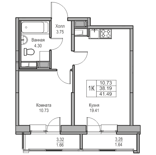Продажа 1-комн квартиры в новостройке Санкт-Петербург г., Юнтоловский пр-кт,  к. 5