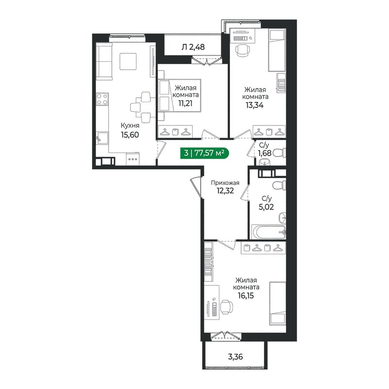 Продажа 3-комн квартиры в новостройке Сертолово г., Дмитрия Кожемякина ул.,  к. 4