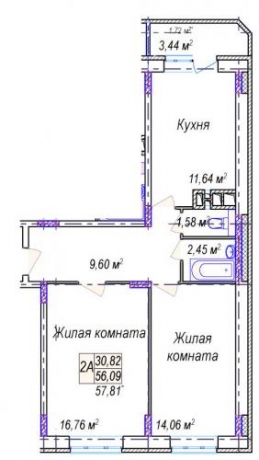 Планировка ЖК Дружный, 30.82 м2