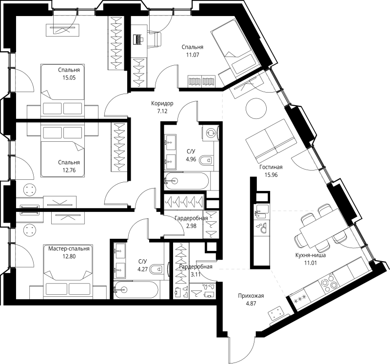 Продажа 4-комн квартиры в новостройке Москва г., Мира пр-кт,  к. 2