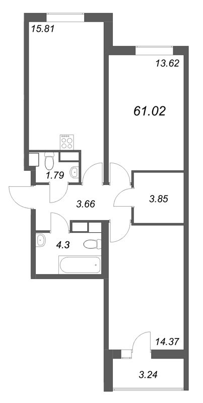 Продажа 2-комн квартиры в новостройке Санкт-Петербург г., Тамбасова ул.,  к. 2.2