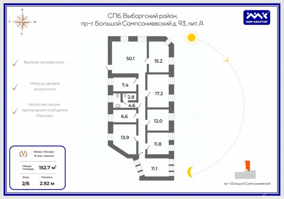 Продажа офиса Сампсониевский Б. пр-кт,  д. 93