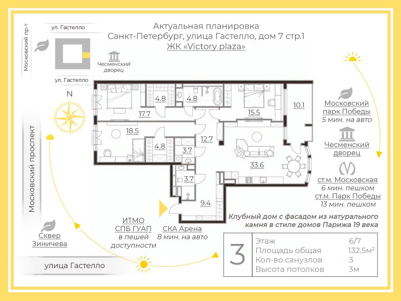 Продажа 3-комн квартиры на вторичном рынке улица Гастелло, 7