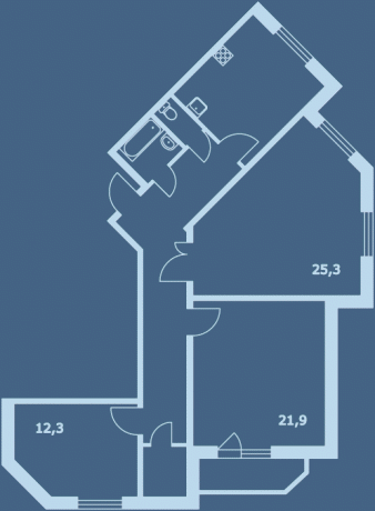 Планировка ЖК Бугры, Полевая, 59, 59.5 м2