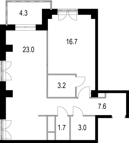 Планировка ЖК Дом 128, 16.7 м2