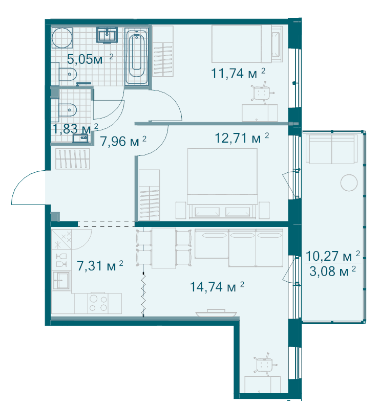 Продажа 2-комн квартиры в новостройке Всеволожск г., Дорога Жизни ш.,  к. 4.7