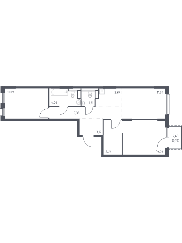 Продажа 2-комн квартиры в новостройке Мурино п., Ручьёвский пр-кт,  к. 1.3