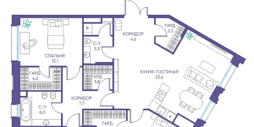 3-комн квартира Москва г., Погодинская ул.,  к. 1