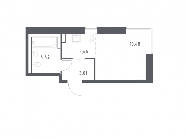 Планировка ЖК Квартал Западный, 13.94 м2