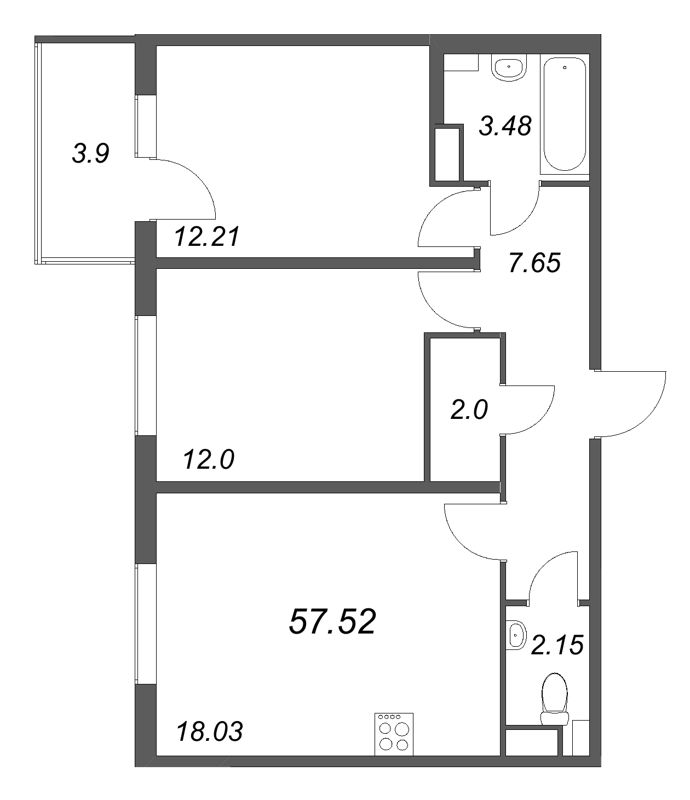 Продажа 2-комн квартиры в новостройке Стрельна п., Будённого пр-кт,  к. 5.5