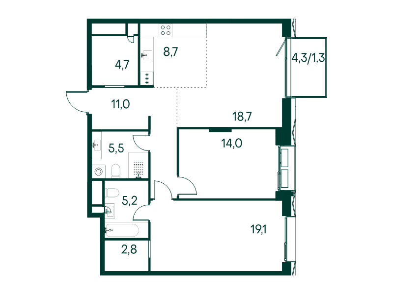Продажа 2-комн квартиры в новостройке Чкаловский б-р,  к. 2.1