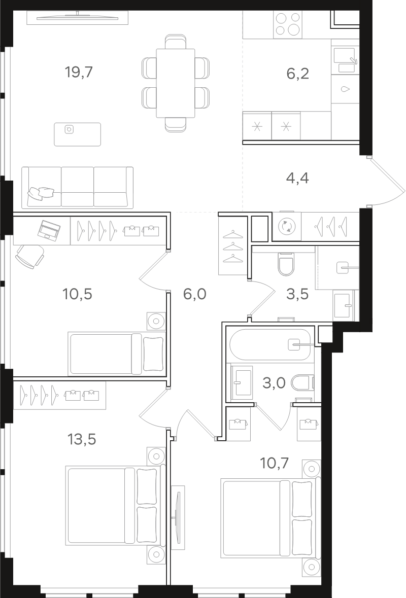Продажа 3-комн квартиры в новостройке Москва г., Открытое ш.,  к. 6