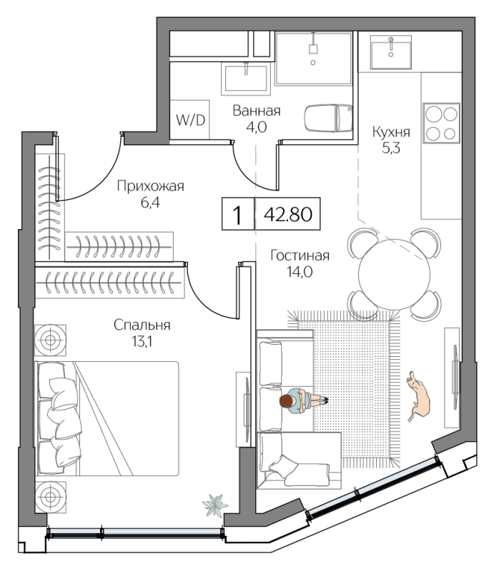 Продажа 1-комн квартиры в новостройке Москва г., Проектируемый проезд № 4062,  к. Aqua