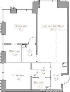 Продажа 2-комн квартиры в новостройке Лужнецкая наб,  д. 2/4 с4