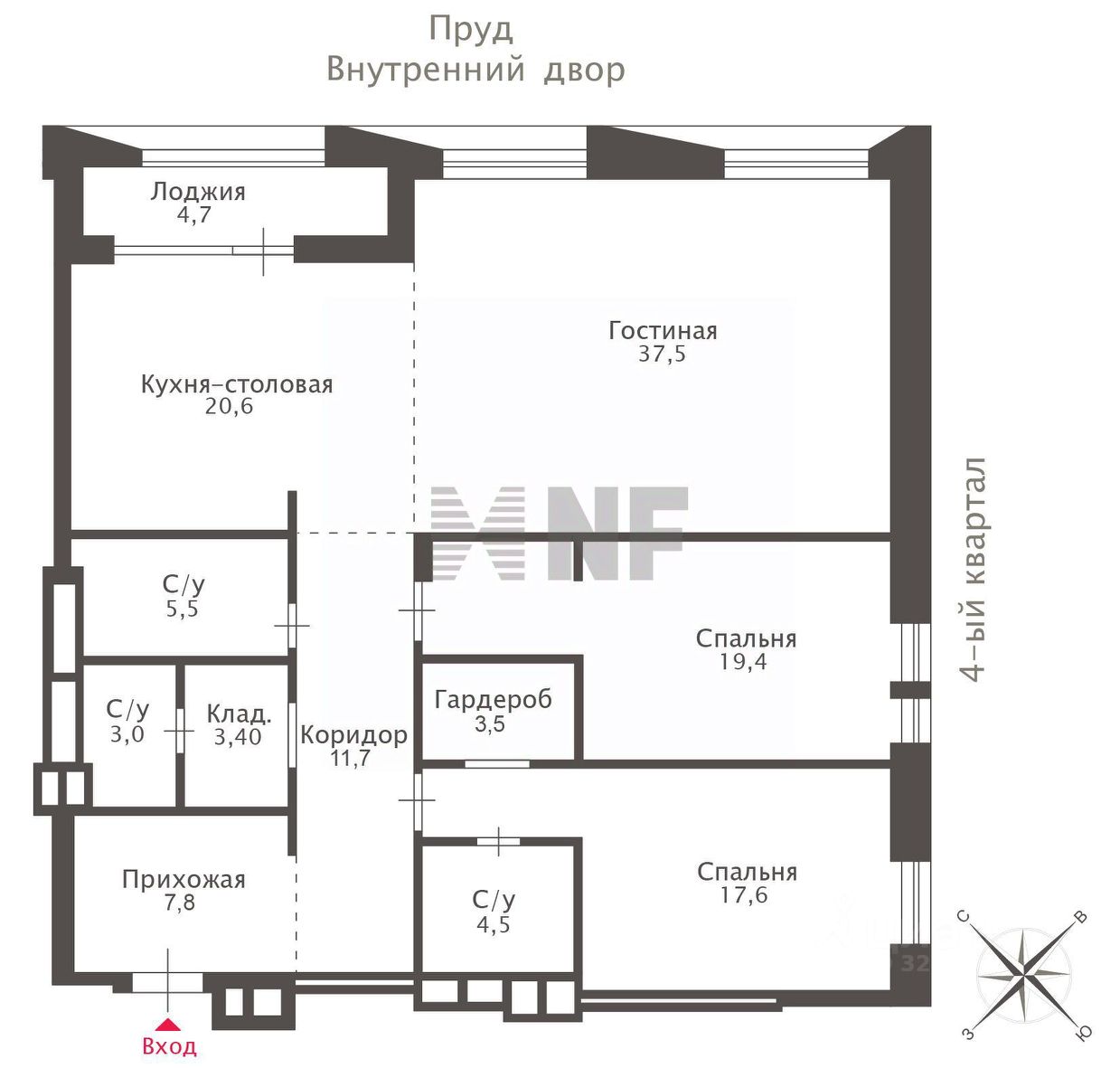Продажа 3-комн квартиры на вторичном рынке улица Усачева, 13кГ