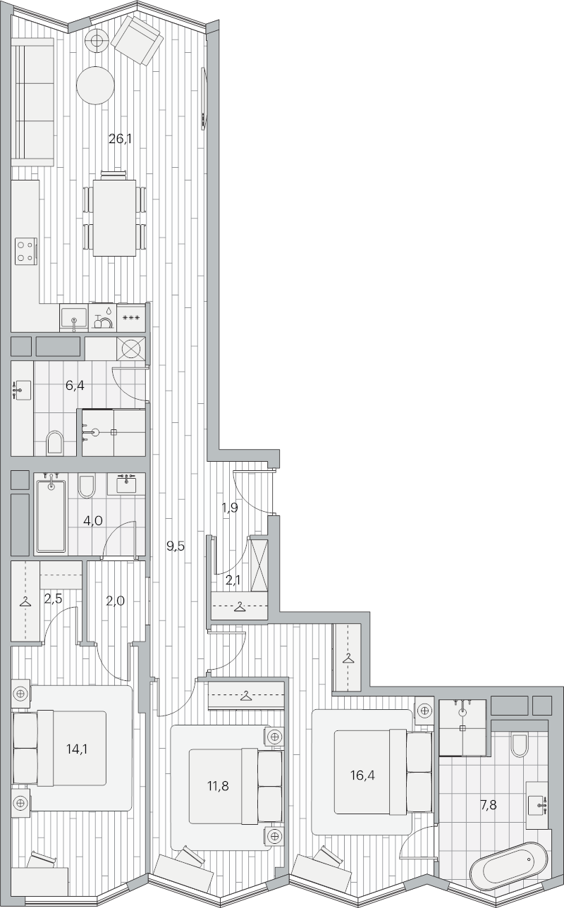Продажа 3-комн квартиры в новостройке Москва г., Береговой проезд,  к. 1