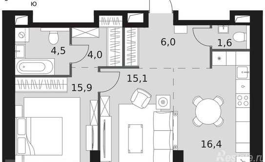 Продажа 2-комн квартиры на вторичном рынке улица Академика Волгина,  д. 2